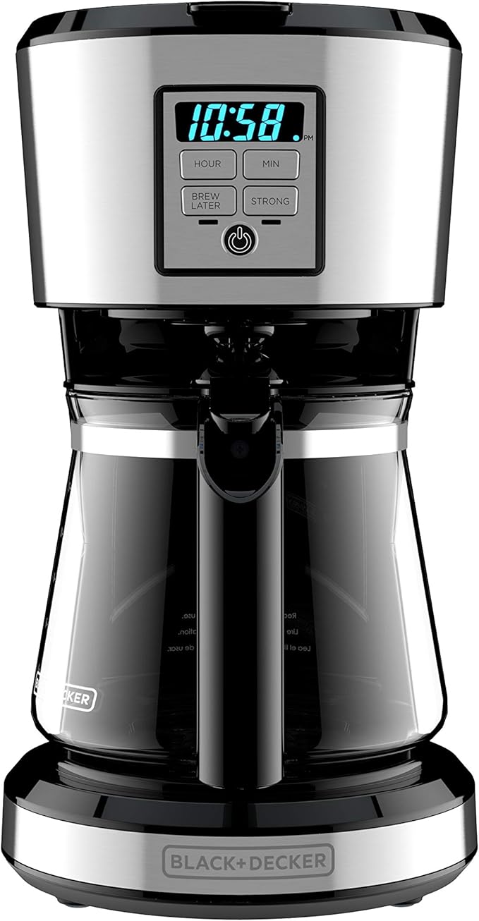 Cafetière Programmable BLACK+DECKER 12 Tasses – Acier Inoxydable, CM1231SC (bOITE OUVERTE)