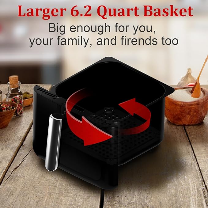 Friteuse à Air WHALL 6.2QT – Écran Tactile LED & 12 Fonctions de Cuisson
