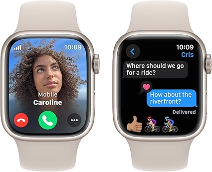 Apple Watch Series 9 [GPS 45mm] avec Boîtier en Aluminium Starlight et Bracelet Sport Starlight (Taille S/M) (nouveau)