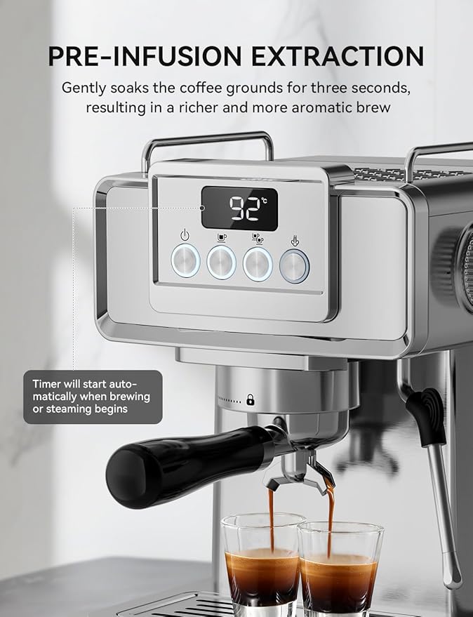 Sumsaty EM3208 – 1350W Espresso Machine with 1.8L Tank (Open Box)