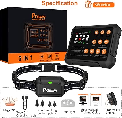 Poiiopy Wireless Dog Fence – 3 in 1 Wireless Electric Dog Fence | Open Box