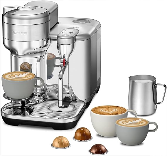 Nespresso Vertuo Creatista – Machine à Café Espresso et Lait Moussant, Breville, Argent (Boîte ouverte)