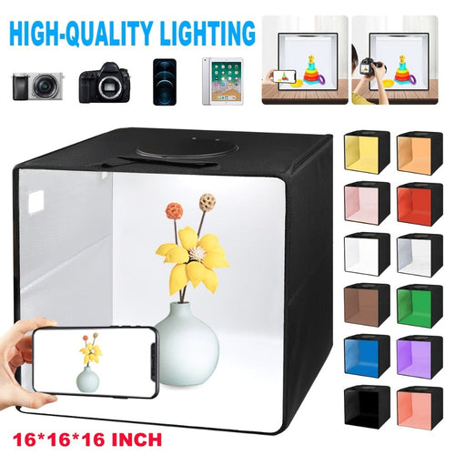 Foldable LED Photo Light Box with 12 Colour Backdrops