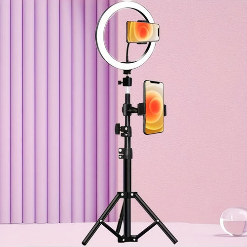 10-Inch RGB LED Ring Light with Adjustable Stand and Phone Holder