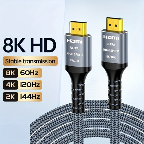 Câble HDMI 2.1 8K 48 Gbit/s tressé en nylon, 4K à 120 Hz, eARC, VRR, HDR10+
