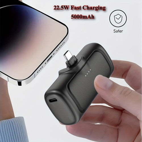 Batterie externe 5000 mAh à connecteur USB-C intégré avec support de téléphone