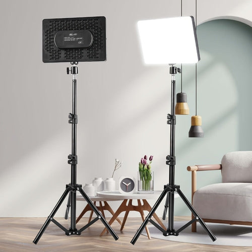 10-Inch Square LED Light Kit, Dimmable 3000-6000K, with Tripod and Phone Holder