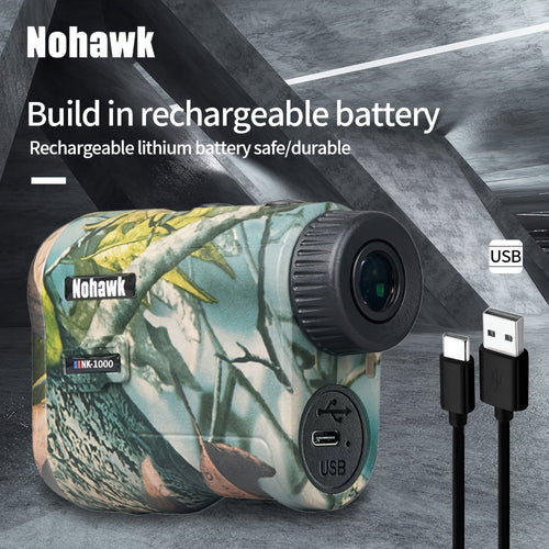 Télémètre laser 1000 m rechargeable USB-C, chasse et golf, compensation de pente, 7 modes
