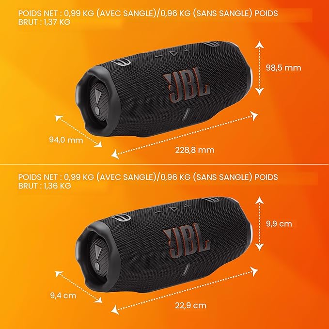 JBL Charge 6 – Waterproof and shockproof portable Bluetooth speaker (Black)