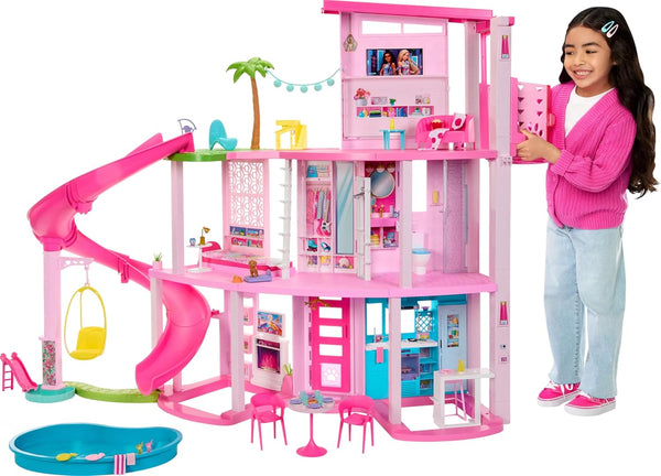Barbie Dreamhouse Pool Party Doll House – Maison de Poupée avec Piscine et Toboggan 3 Étages | 75+ Pièces