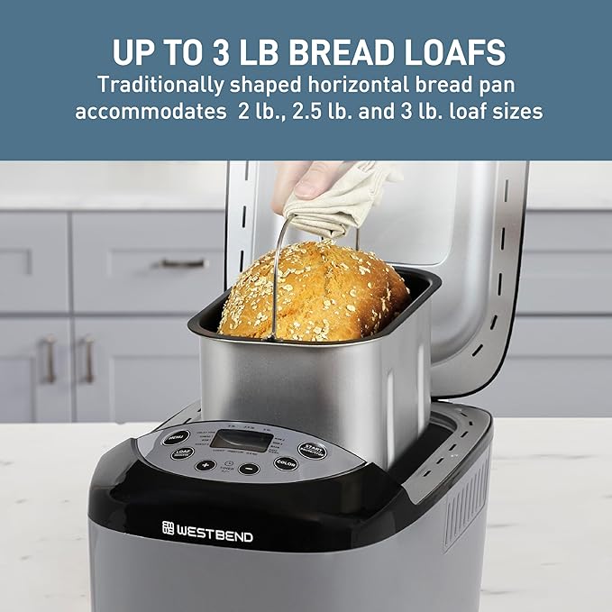 West Bend Hi-Rise Bread Maker – 3 lb (1.36 kg), 12 Programs, Crust Setting (Open Box)
