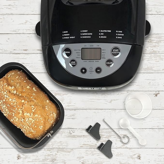 West Bend Hi-Rise Bread Maker – 3 lb (1.36 kg), 12 Programs, Crust Setting (Open Box)