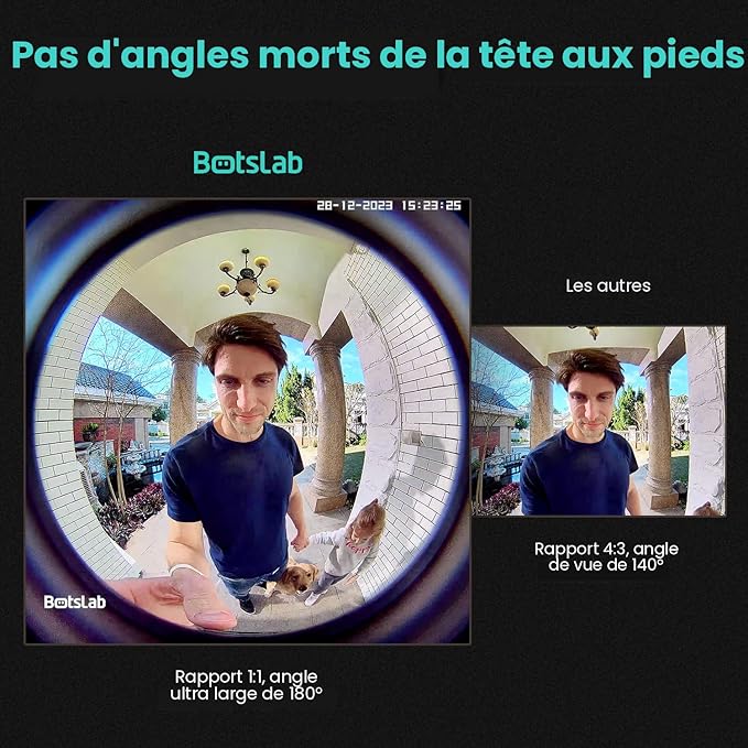 BOTSLAB 5MP Wireless Outdoor Doorbell Camera – 180° Head-to-Pedestrian