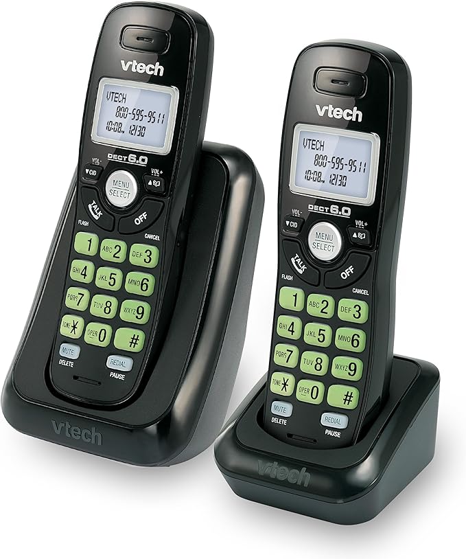 Système téléphonique sans fil VTech CS6224-21 DECT 6.0 avec 2 combinés et répondeur - Noir