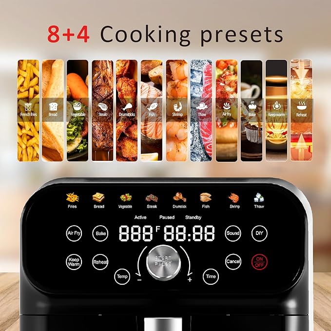 Friteuse à Air WHALL 6.2QT – Écran Tactile LED & 12 Fonctions de Cuisson