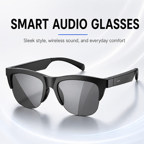 Smart Audio Glasses, Open-Ear Wireless, HD Immersive Sound, Black