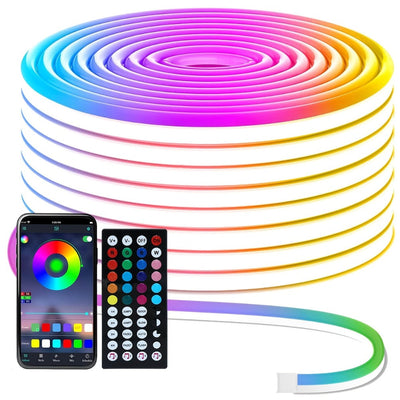 RGB LED Neon Rope Lights, 24V, App and Remote Control, Music Sync, Cuttable