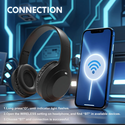 Casque d'écoute sans fil circum-auriculaire Bluetooth 5.3, design futuriste, micro intégré