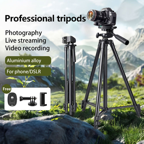 50-Inch Aluminum Camera Tripod with Pan-Tilt Head, Phone Clip and Bag