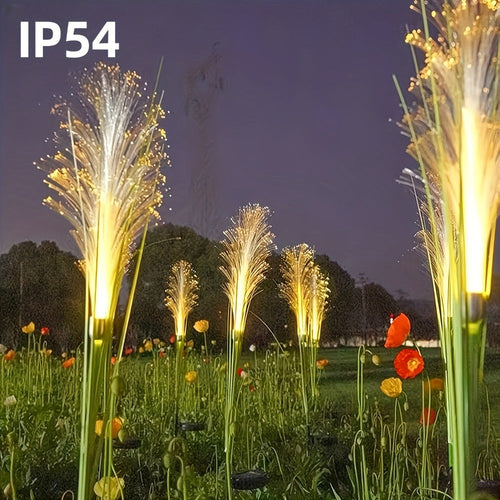 Lampe solaire de jardin herbe dorée à fibres lumineuses, IP54, panneau séparé