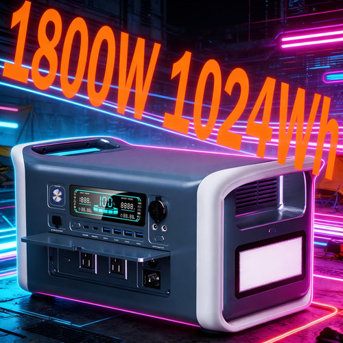 Station d'alimentation portative LiFePO4 999 Wh 1500 W, prise CA 110 V, panneaux solaires