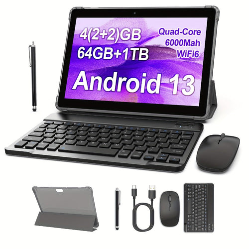 10-Inch 2-in-1 Android Tablet, 1280x800 IPS, 64GB, Optional Keyboard Set