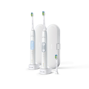 Philips Sonicare Optimal Clean HX6829/75 – Ensemble 2 brosses à dents soniques (2 manches, étuis de voyage, capteur de pression, 2 modes)