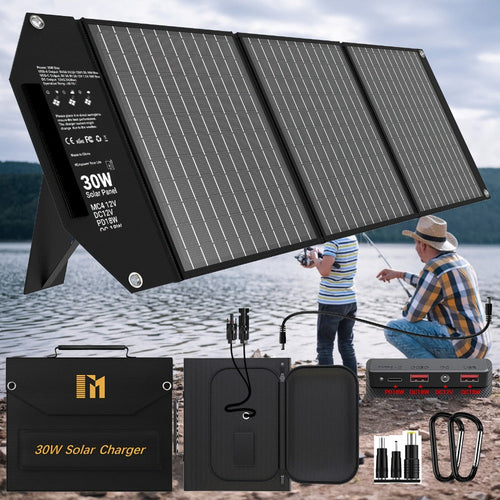 Panneau solaire pliable 30 à 200 W – MC4 18 V, USB-C PD 18 W et 2 USB-A recharge rapide