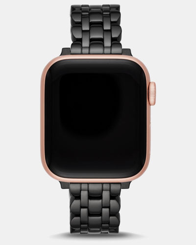 Kate Spade New York – Bracelet en acier inoxydable noir festonné 38/40mm pour Apple Watch