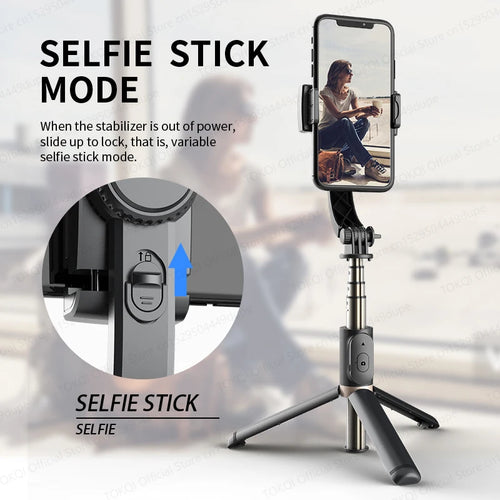 Perche à selfie stabilisatrice Q08 — trépied et télécommande Bluetooth
