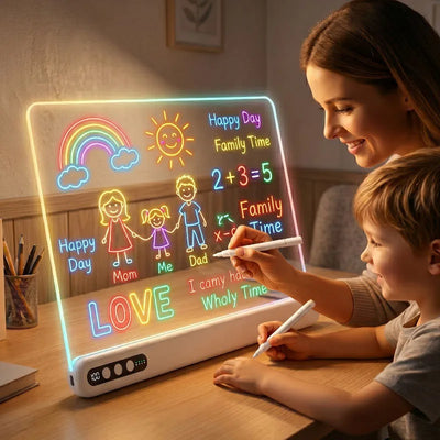 Erasable LED Light-Up Board 35 × 25 cm — Drawing and Messages, Rechargeable