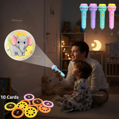 Lampe de poche projecteur d'histoires pour enfants — 10 disques, 80 images