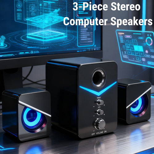 3-Piece 2.1 Desktop Speaker System with Subwoofer, USB Powered