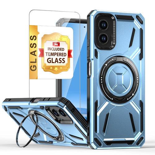 Ring Stand Case with Tempered Glass, Compatible with Moto G 5G 2024