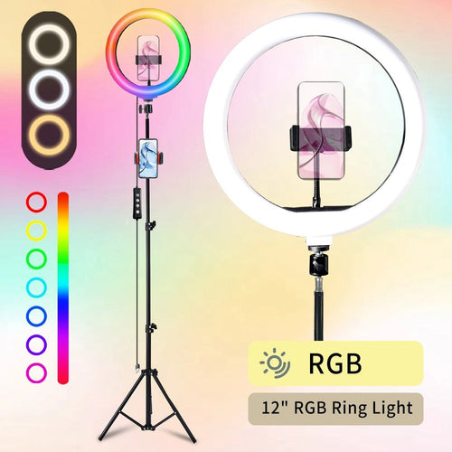 10- or 12-Inch Ring Light, RGB or Standard, with 43- or 63-Inch Floor Tripod