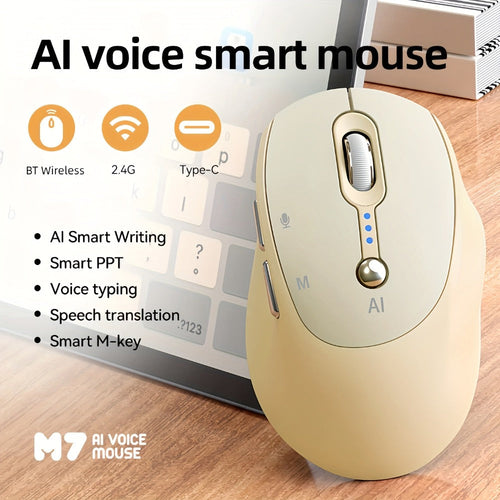 AI Voice Input Wireless Mouse with Real-Time Translation and Presentation Assistant