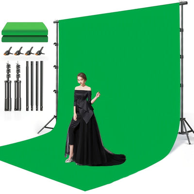 Green Screen Chroma Key Backdrop with Portable Stand, 4 Clamps and Carry Bag