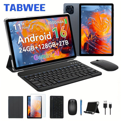 Tablette 11 po Android 16, 24 Go de mémoire, 128 Go, écran IPS 1200 x 1920, clavier inclus