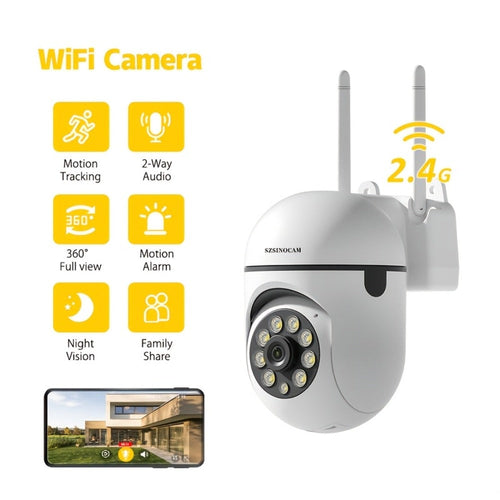 1080P PTZ Security Camera, 360° Pan-Tilt, Color Night Vision, Two-Way Audio