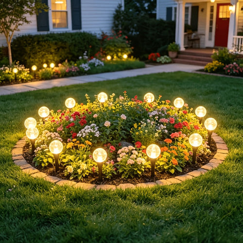 Lumières solaires de jardin à bulles de cristal sur piquets, 30 DEL, 8 modes