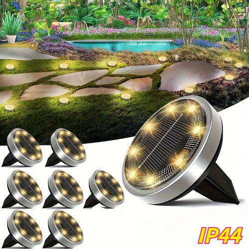 Lumières solaires de jardin enfouissables (paquet de 8), 8 DEL chacune, intensité tactile