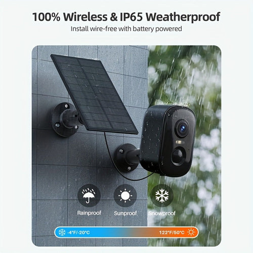 Black Dual-Band Solar WiFi Security Camera with Separate Panel, 1 to 4 Pack