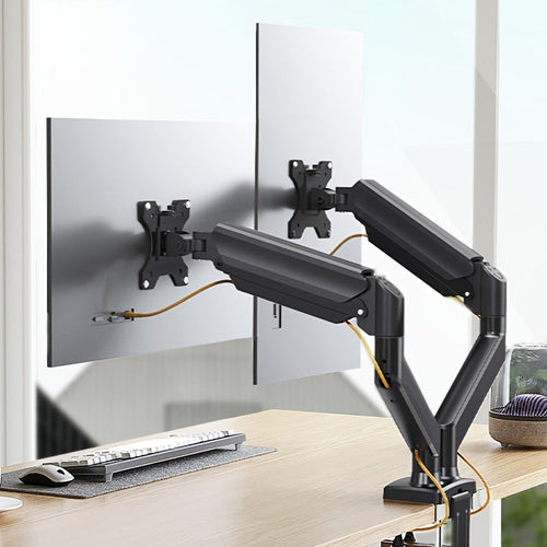 Full Motion Dual Monitor Arm for Screens up to 32 Inches, 180° Swivel, 360° Rotation
