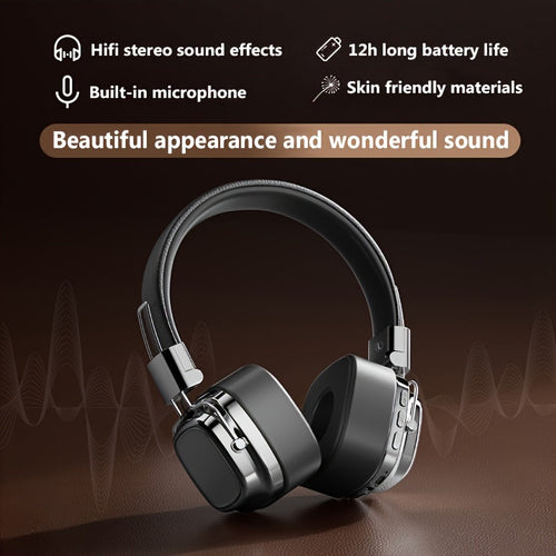 Over-Ear Bluetooth 5.2 Headphones, Deep Bass, Built-In Mic, 20H Playtime
