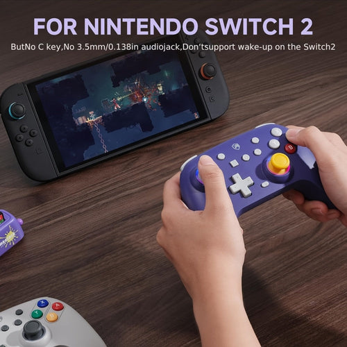 Manette sans fil mauve à joysticks à effet Hall avec turbo, compatible Switch