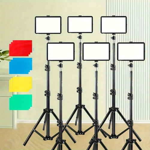 LED Video Light Panel 5600K Dimmable Photography Lighting Kit with Adjustable Tripod