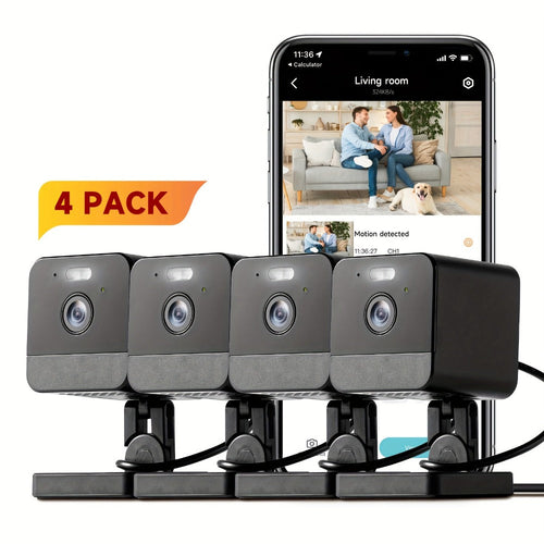 Indoor Security Cameras 4-Pack, Dual-Band WiFi, Color Night Vision, Two-Way Audio