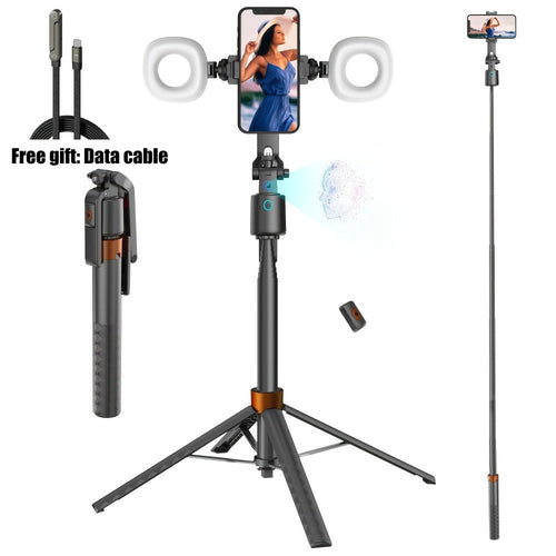 Perche à égoportrait trépied à suivi 70 po avec deux lumières et télécommande