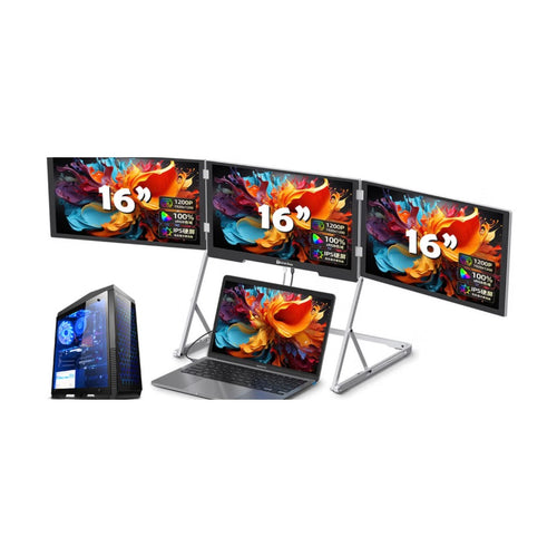 ThinkSea Triple écran 16 po sur pied — 3 écrans Full HD au-dessus du portable
