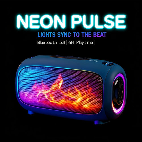 Haut-parleur Bluetooth 5.3 portatif, TWS, batterie 1800 mAh, éclairage DEL, AUX et TF